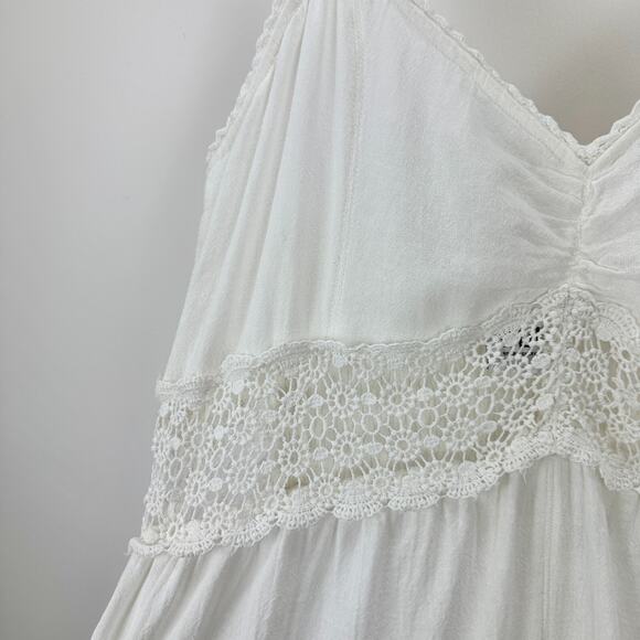 Urban Outfitters Jumpsuit White Wide Leg Gauze Cotton Crochet Cottagecore L NWT - Picture 8 of 15